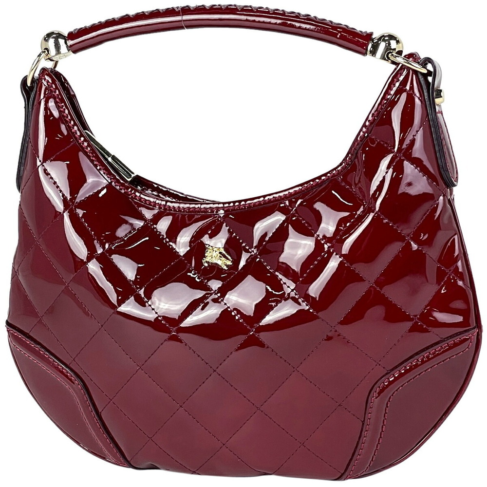 Burberry logo handbag One Shoulder Hobo enamel leather red